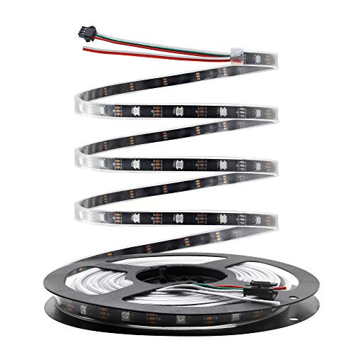 Arkare WS2812B LED Strip 150 LEDs 16.4ft Addressable RGB LED Pixels Light Programmable Dream Color Digital Ribbon Lights 5V Waterproof IP67 Black FPCB for Arduino Raspberry Pi, No Power/Controller
