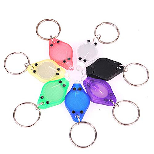 RaySoar (Pack of 7) Ultra Bright Mini LED Keychain Flashlight, Key ring Flashlight, Keychain LED Flashlight, LED Keychain Light - White Light with 7 Colors Shell
