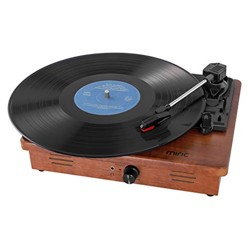 Record Player Turntable , Miric Bluetooth Record Player for Vinyl Records, 3 Speed Vinyl Record Player with Built-in Speakers, Wooden Belt Driven Vintage Record Player, Vinyl Player Turntable