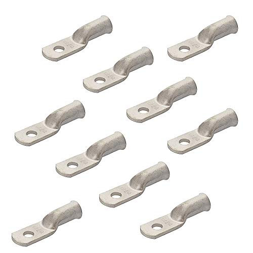 10PCS Heavy Duty Tinned Copper Wire Lugs 6 AWG Battery Cable Ends Tubular Bare Copper Eyelets Ring Terminal Connectors Marine Grade Wire Lugs Connectors (6#10 Ring/Eye)