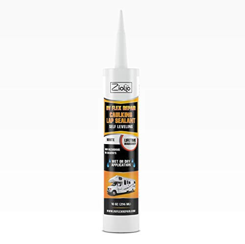 Ziollo RV Flex Repair Self Leveling Caulking Lap Sealant | White | 1-10 oz Tube of RV Caulk | RV Sealant and Exterior Caulking | for Rubber Roof | EPDM | RV Leveling | Camper Caulking | Camper Sealer