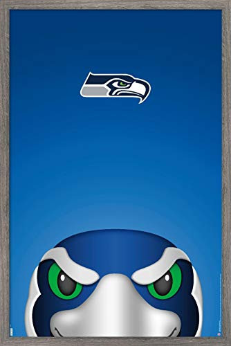 Trends International Wall Poster NFL Seattle Seahawks - S. Preston Mascot Blitz 20, 22.375" x 34", Barnwood Framed Version