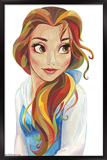 Trends International Disney Beauty and The Beast - Belle - Stylized, 14.725" x 22.375", Black Framed Version
