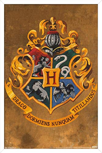 Trends International Wizarding World: Harry Potter-Hogwarts Crest, 14.725" x 22.375", White Framed Version
