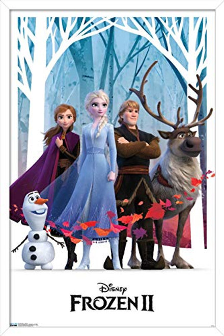Trends International Disney Frozen 2 - Group, 14.725" x 22.375", White Framed Version