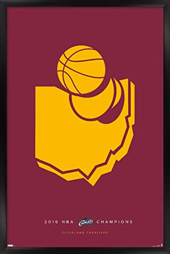 Trends International Wall Poster NBA Cleveland Cavaliers - Minimalist Champions 2016, 14.725" x 22.375", Black Framed Version