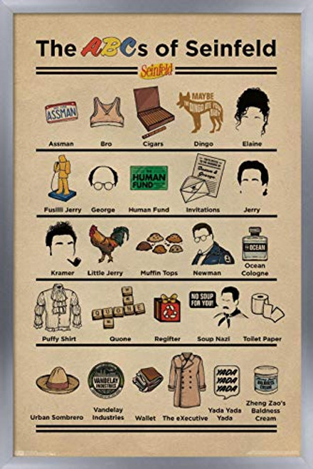 Trends International Seinfeld - ABCs, 14.725" x 22.375", Silver Framed Version