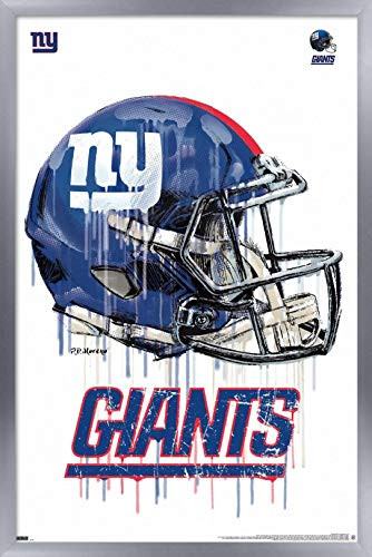 Trends International NFL New York Giants - Drip Helmet 20 Wall Poster, 14.725" x 22.375", Silver Framed Version