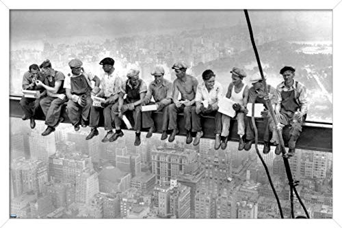 Trends International Lunching on a Crossbeam Wall Poster, 14.725" x 22.375", White Framed Version Trends International Lunching on a Crossbeam Wall Poster, 14.725" x 22.375", White Framed Version