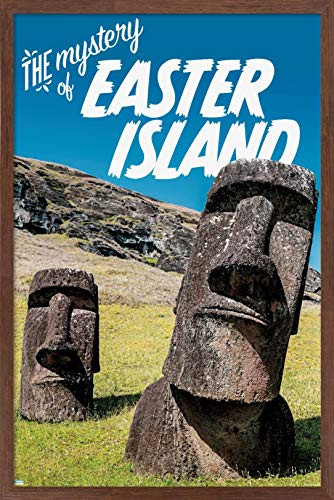 Trends International Easter Island Wall Poster, 14.725" x 22.375", Mahogany Framed Version