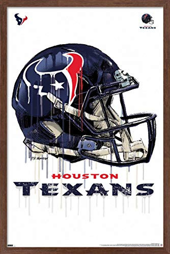 Trends International NFL Houston Texans - Drip Helmet 20 Wall Poster, 14.725" x 22.375", Mahogany Framed Version