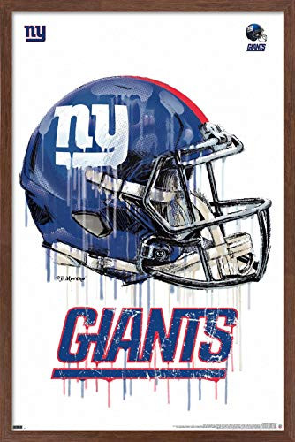 Trends International NFL New York Giants - Drip Helmet 20 Wall Poster, 14.725" x 22.375", Mahogany Framed Version