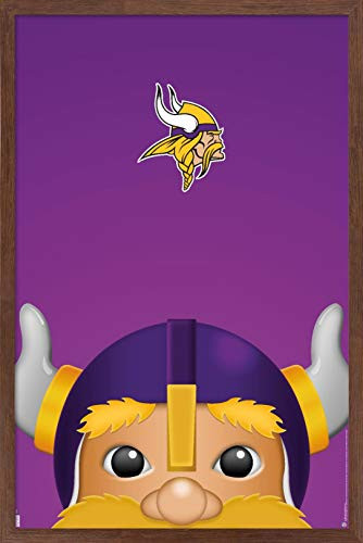 Trends International Wall Poster NFL Minnesota Vikings - S. Preston Mascot Victor 20, 14.725" x 22.375", Mahogany Framed Version