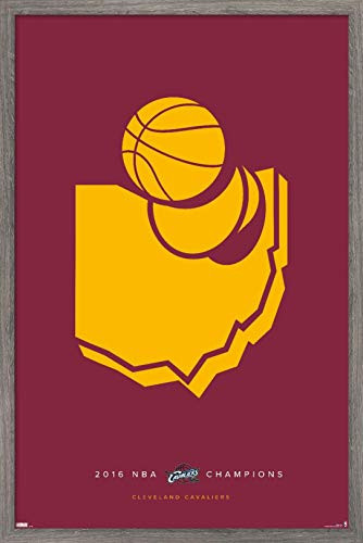 Trends International Wall Poster NBA Cleveland Cavaliers - Minimalist Champions 2016, 14.725" x 22.375", Barnwood Framed Version