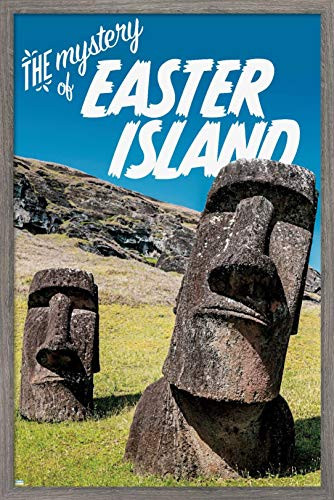 Trends International Easter Island Wall Poster, 14.725" x 22.375", Barnwood Framed Version