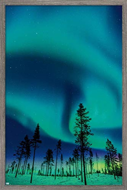 Trends International Aurora Borealis Wall Poster, 14.725" x 22.375", Barnwood Framed Version Trends International Aurora Borealis Wall Poster, 14.725" x 22.375", Barnwood Framed Version