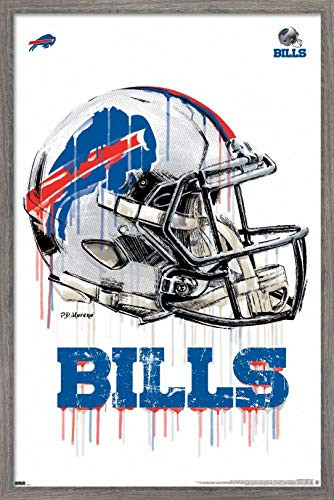Trends International NFL Buffalo Bills - Drip Helmet 20 Wall Poster, 14.725" x 22.375", Barnwood Framed Version
