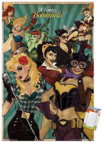 Trends International Poster Mount DC Comics - Bombshells, 14.725" x 22.375", Premium Poster & Mount Bundle