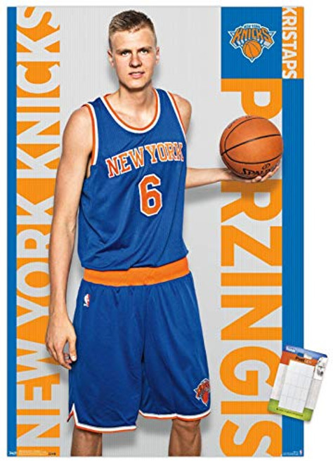 Trends International Poster Mount NBA New York Knicks - Kristaps Porzingis, 14.725" x 22.375", Premium Poster & Mount Bundle