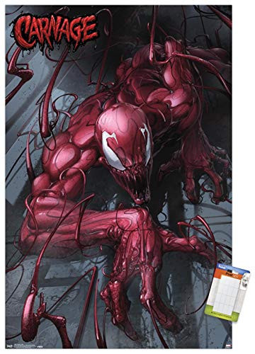 Trends International Poster Mount Marvel Comics - Carnage - Wall, 14.725" x 22.375", Premium Poster & Mount Bundle