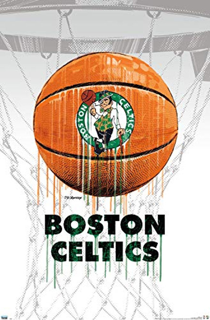 Trends International Wall Poster NBA Boston Celtics - Drip Ball, 14.725" x 22.375", Premium Unframed