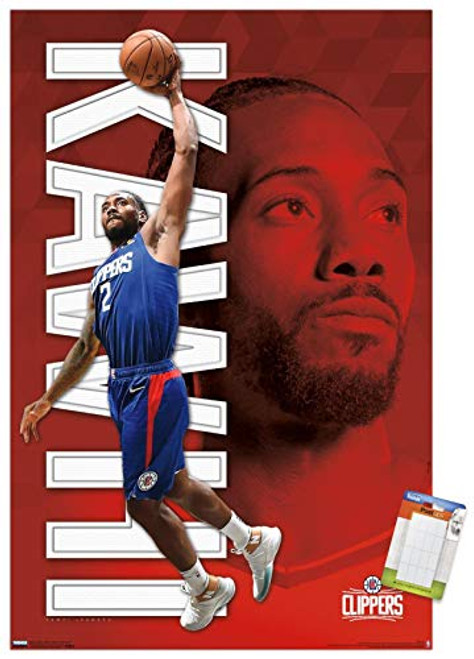 Trends International Poster Mount NBA Los Angeles Clippers - Kawhi Leonard, 22.375" x 34", Premium Poster & Mount Bundle