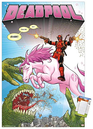Trends International Poster Mount Marvel Comics - Deadpool - Unicorn, 22.375" x 34", Premium Poster & Mount Bundle