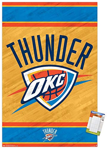 Trends International Poster Mount NBA Oklahoma City Thunder - Logo, 22.375" x 34", Premium Poster & Mount Bundle