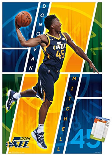 Trends International Poster Mount NBA Utah Jazz - Donovan Mitchell, 22.375" x 34", Premium Poster & Mount Bundle