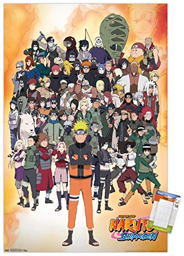 Trends International Poster Mount Naruto Shippuden - Group, 22.375" x 34", Premium Poster & Mount Bundle