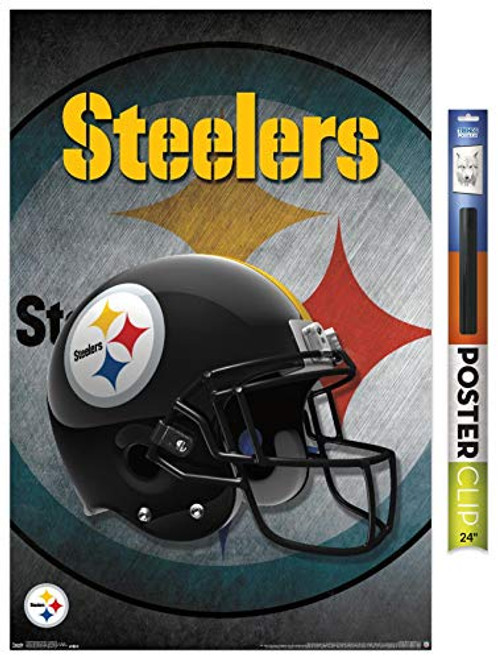 Trends International Poster Clip NFL Pittsburgh Steelers - Helmet, 22.375" x 34", Premium Poster & Clip Bundle Trends International Poster Clip NFL Pittsburgh Steelers - Helmet, 22.375" x 34", Premium Poster & Clip Bundle