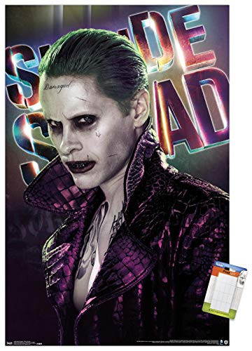 Trends International Wall Poster DC Comics Movie - Suicide Squad - Joker Close-Up, 14.725" x 22.375", Premium Poster & Mount Bundle