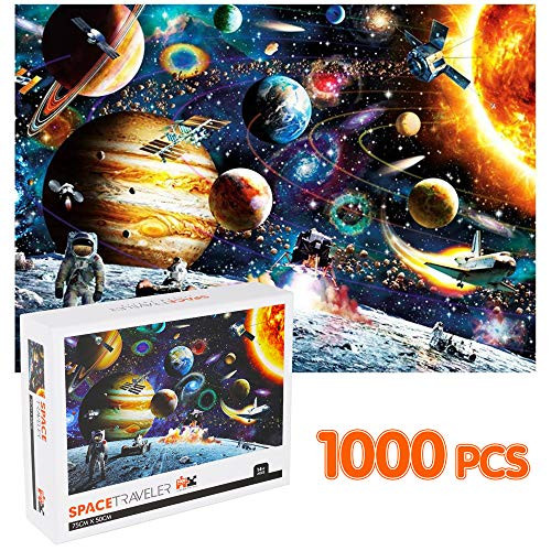 Puzzles for Adults Kids 1000 Pieces, Jigsaw Puzzle Educational Intellectual Decompressing Fun Family Game (Space Puzzle)