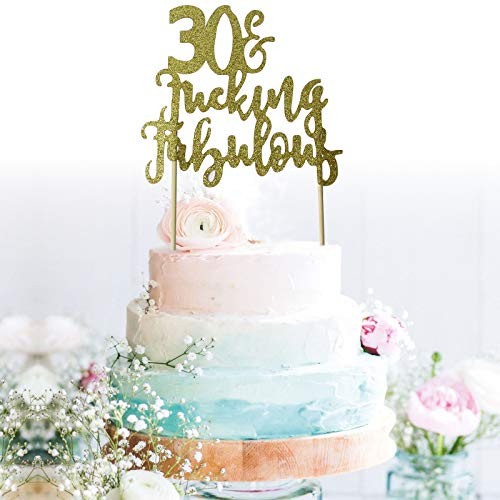 GrantParty Glitter Gold 30&Fabulous Anniversary Cake Topper We Still Do 30th Vow Renewal Wedding Anniversary Cake Topper(Gold Fabulous 30)
