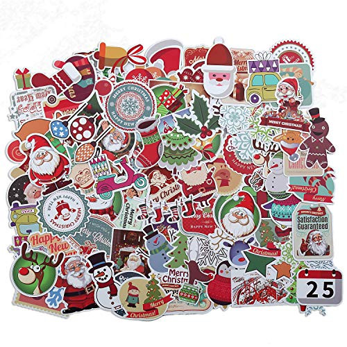 Christmas Decorations 100 Pcs Christmas Stickers Santa Snowflake Stickers for Kids , Merry Christmas Decorations Stickers for Envelopes Gifts Tags Crafts Windows Snowboard