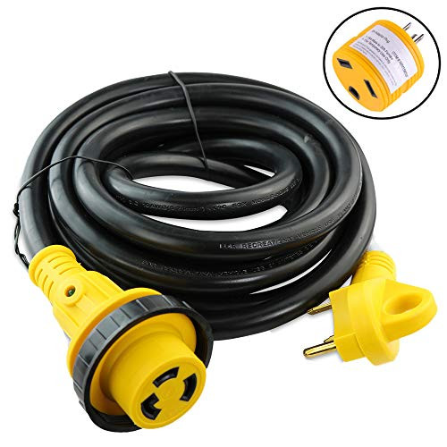 Leisure Cords 15 Foot Power/Extension Cord with 30 AMP Male Standard / 30 AMP Female Locking Adapter (30 Amp - 15 Foot)