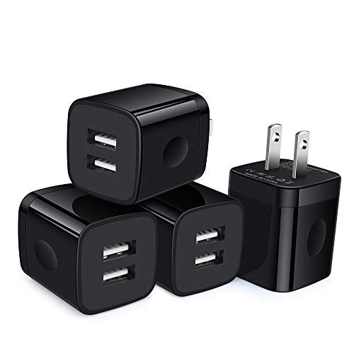 USB Wall Charger, GiGreen 4-Pack 2.1A Dual Port Charging Block USB Cube Power Adapter Charger Plug Compatible iPhone 11 Pro Max XS XR X 8 7 6S Plus, iPad, Samsung S20 S10 S9 S8, LG G8, Moto G6, Pixel