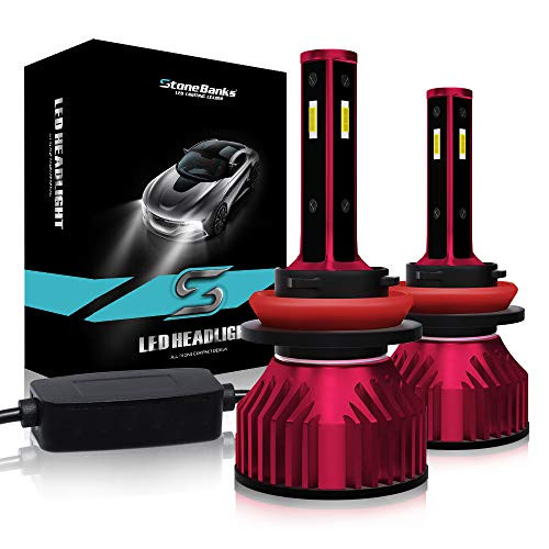 StoneBanks H11 LED Headlight Bulbs, 4 Side CSP Chips Canbus 6000K Cool White 100W 12000 Lumens Focused Low Beam H8 H9 LED All-in-one Conversion Kit, 2 Pack