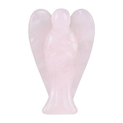 Healing Crystal Hand-Carved Rose Quartz Angel 2 Inch Pocket Stone Healing Gemstone Peace Angel Statue Chakra Reiki Guardian Decor Gift 1pc C4041