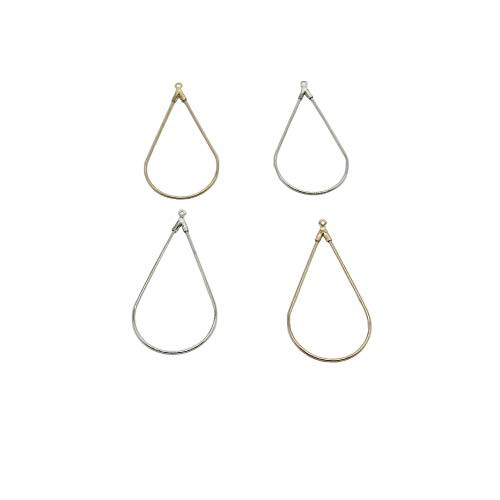 32 Pcs Teardrop Shaped Beading Hoop Earring Finding for Earring Jewelry Making (Gold Silver)