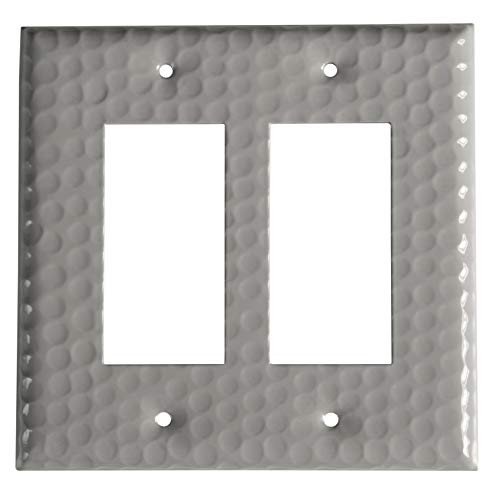 Monarch Abode 19214 Hand Hammered Double Rocker Wall Switch Plate, 2-Gang, Dove Gray