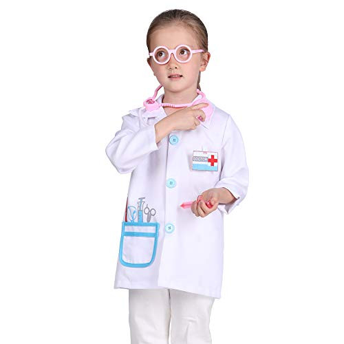 familus Kids Doctor Coat for Toddler Doctor Costume Role Play Doctor Dress Up for Boys Girls 3-4T
