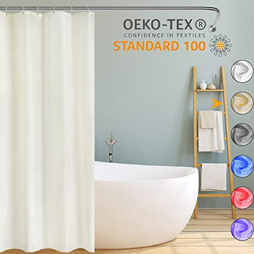 Kikcoin Fabric Shower Curtain, Polyester Fabric Shower Stall Curtains for Bathroom, Waterproof Shower Curtain Liner with Hotel Grade,Machine Washable,36 x 72 inch,Beige