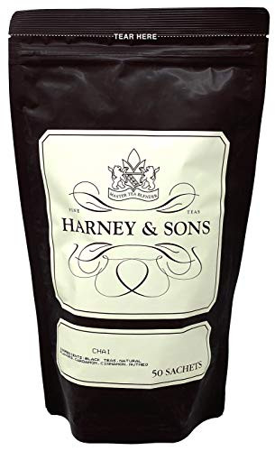 Harney & Sons Chai Tea  Caffeinated Strongly Spiced Black Tea- 50 Tea Sachets