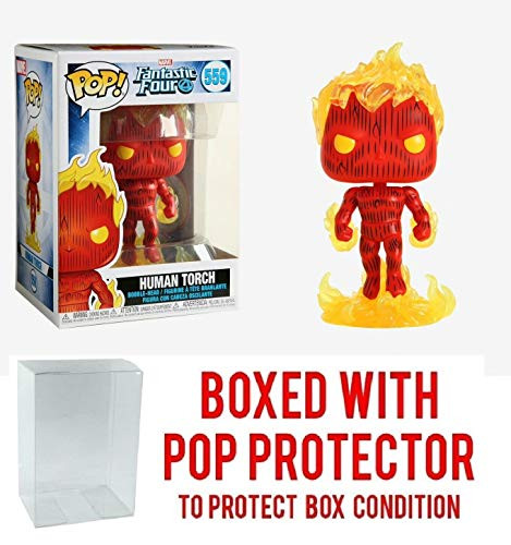 Human Torch Pop Marvel: Fantastic Four 4 Vinyl Figure (Bundled with Pop Protector to Protect Display Box)