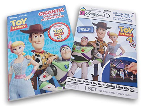Toy Story 4 Activity Bundle - Gigantic 224 Page Coloring Book and Colorforms Sticker Activity Set