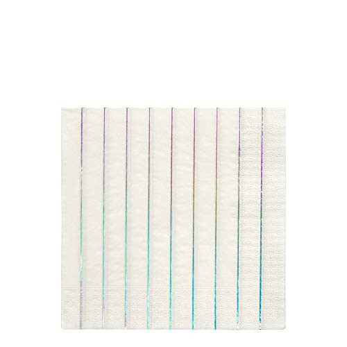 Meri Meri, Silver Holographic, Large Stripe Napkins - Pack of 16