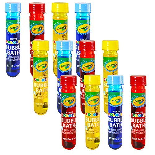 Crayola Bubble Bath for Toddlers Party Favors Bundle ~ 12 Pack Scented Bubble Bath Tubes (Bath Toys Pool Party Supplies)