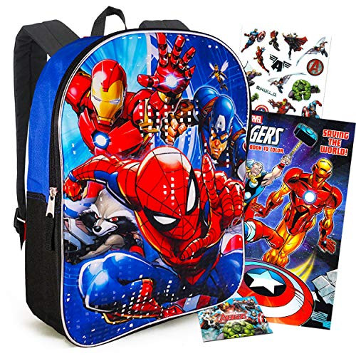 Marvel Avengers School Supplies Avengers Backpack Bundle ~ Deluxe 15" Avengers Travel Bag with Avengers Coloring Book and Avengers Stickers (Avengers School Supplies)