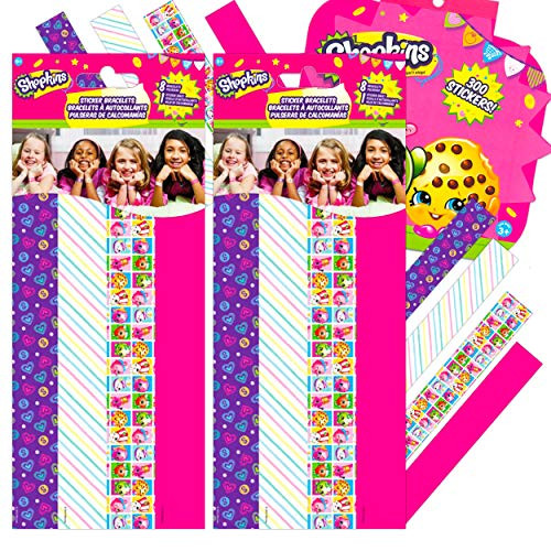 Shopkins Party Supplies Girls Party Favors Bundle - 16 Pc Shopkins Sticker Wristband Bracelets Girls Party Decorations (Shopkins Party Favors)